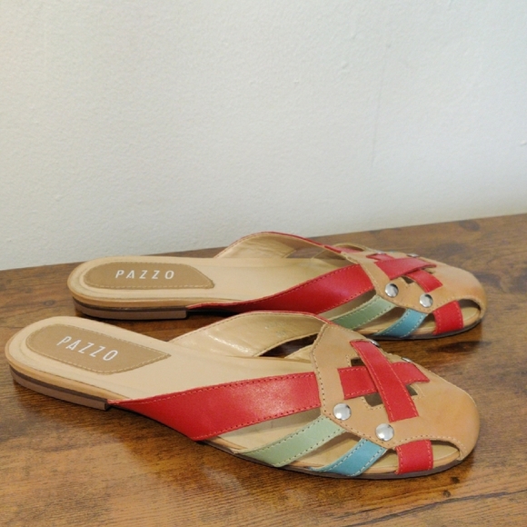 PAZZO. Women's Red and Tan Sandals - Picture 2 of 11